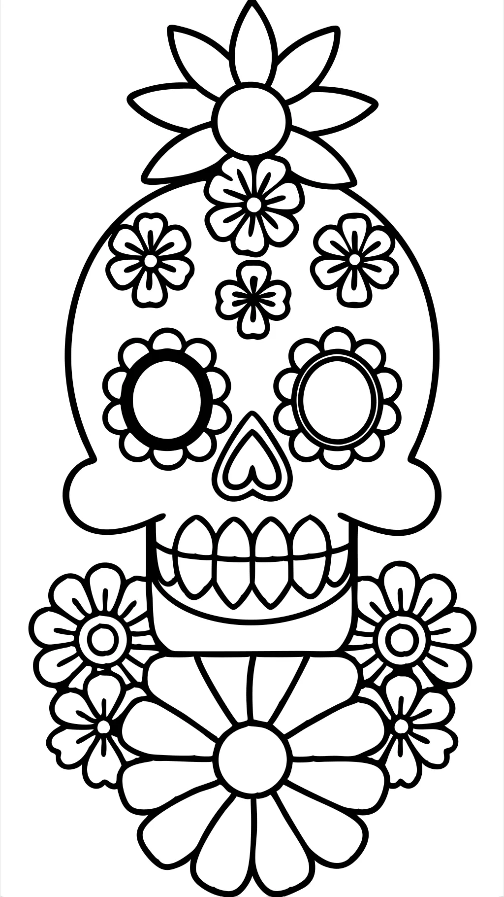 simple dia de los muertos coloring page